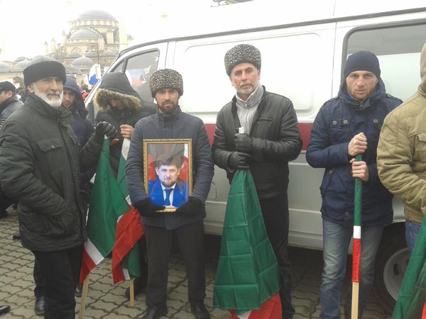 Участие ГБУ ДО "ДЮСШ Веденского района" в митинге  городе Грозном 22 января 2016г.